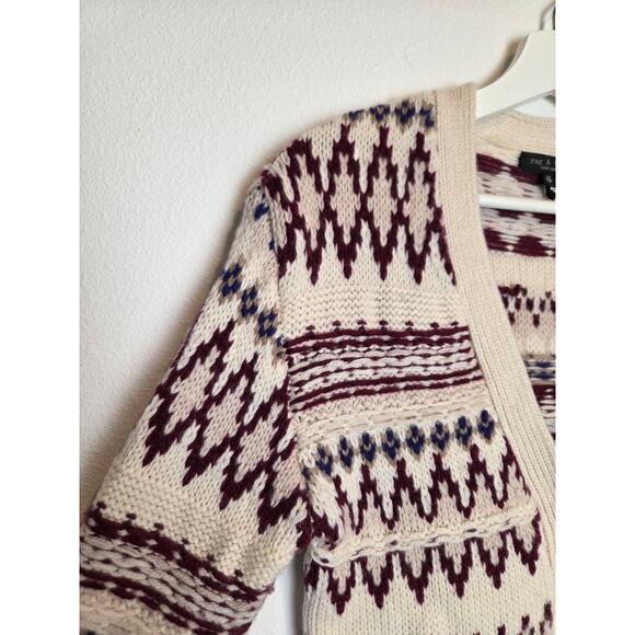 RAG & BONE Willow Fair Isle Wool Cardigan Extra Small 100% Wool - Picture 6 of 12